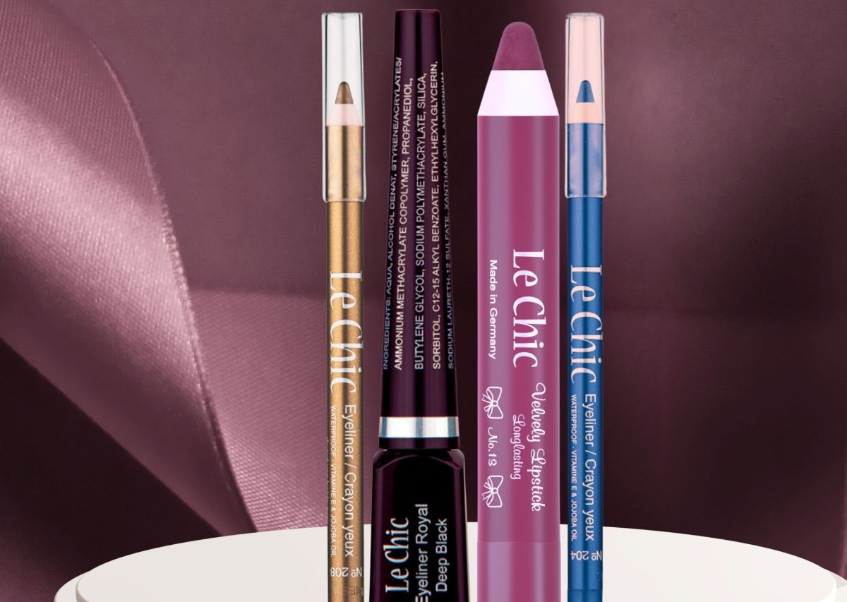 Le Chic eye pencils, liquid eyeliner and velvet lipstick — Made in Germany makeup at the Le Chic shop in Deira, Dubai