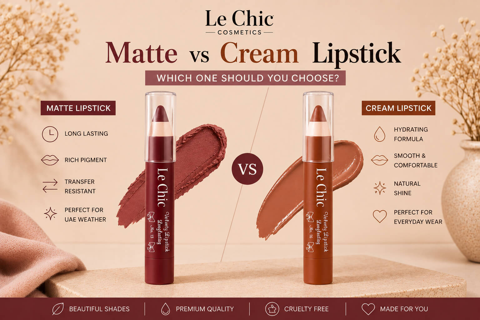 Matte vs Cream Lipstick: Which One Is Best for UAE Weather?